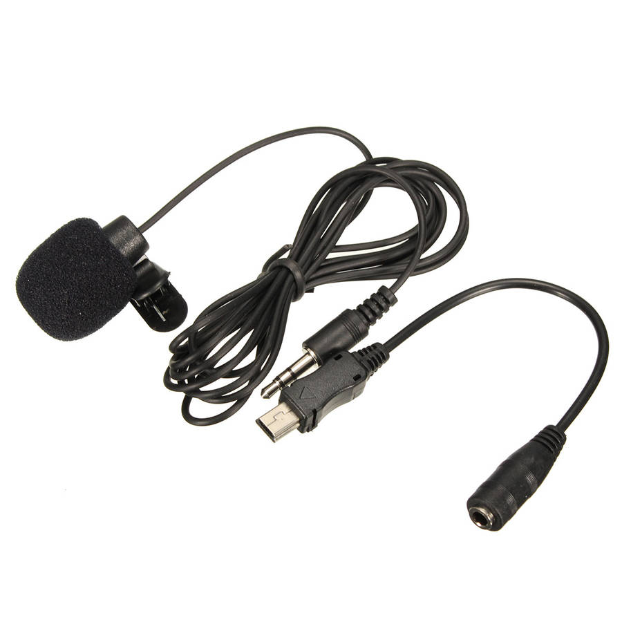 3.5mm External Microphone Mic Clip Lapel Tie With Mini USB Cable Adapter for GoPro Hero 3 3 Plus 4