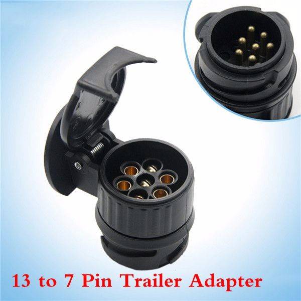Tirol 13 to 7 Pin Trailer Adapter Plastic Trailer Wiring Connector 12V Tow Bar Towing Plug Black