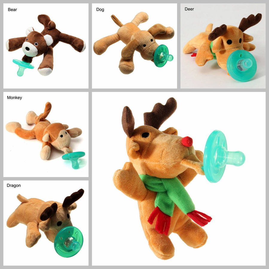 Animal Baby Nipples Silicone Pacifiers With Cuddly Plush Infant Boy Girl
