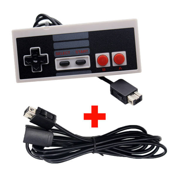 Black Controller Gamepad With Extension Cable For Nintendo NES Mini Classic Edition