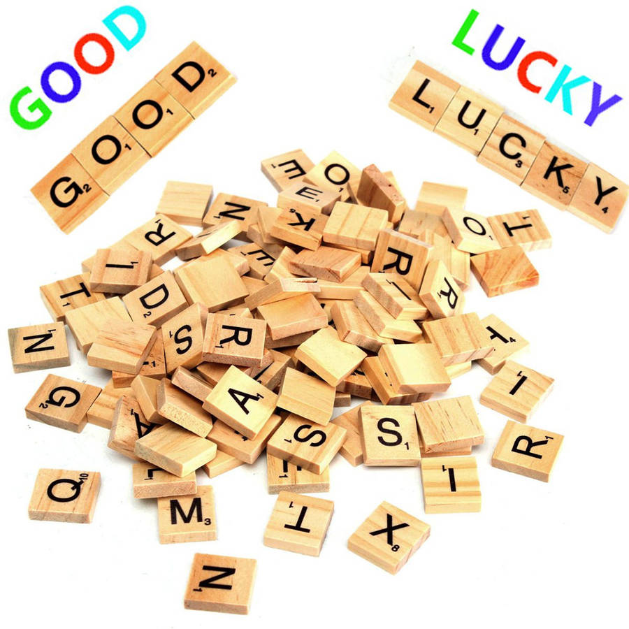 100pcs Wooden Scrabble Letters Scrapbooking Playing Game IQ Props Word