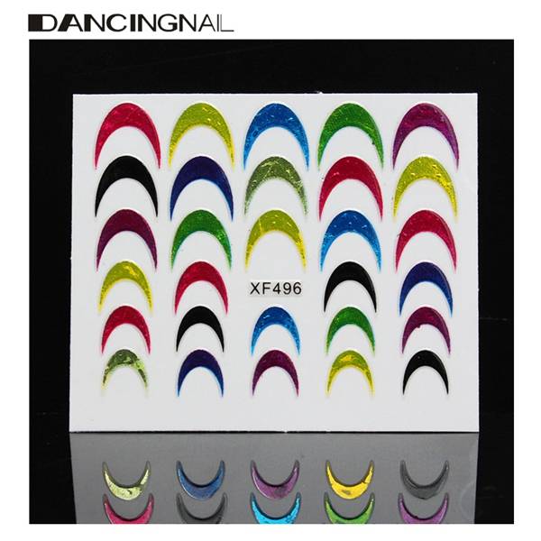 Multi Colored Glitter Shiny French Tip Nail Art Sticker Manicure Decal Decoration