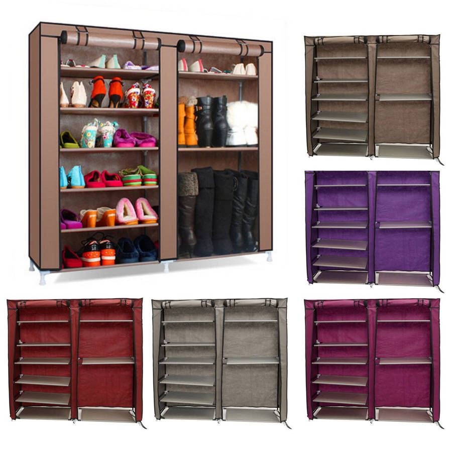 6 Tier Covered Shoes Rack DIY Storage Shelf Tidy Organizer Cabinet Closet Stand Dustproof  Cupboard