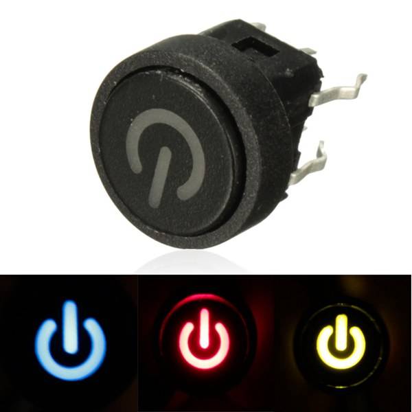 Power Symbol Momentary Latching Switch LED Light Push Button SPST