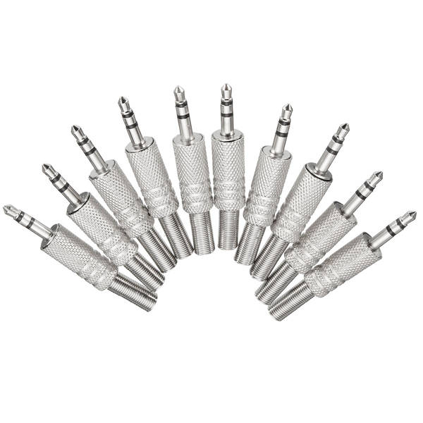 10Pcs 3.5mm 1/8' Stereo Male Audio TRS Plated Jack Plug Adapter Connector
