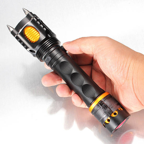 XM-L T6 2000LM 5modes Four Attack Heads Tactical Alarm LED Flashlight 18650