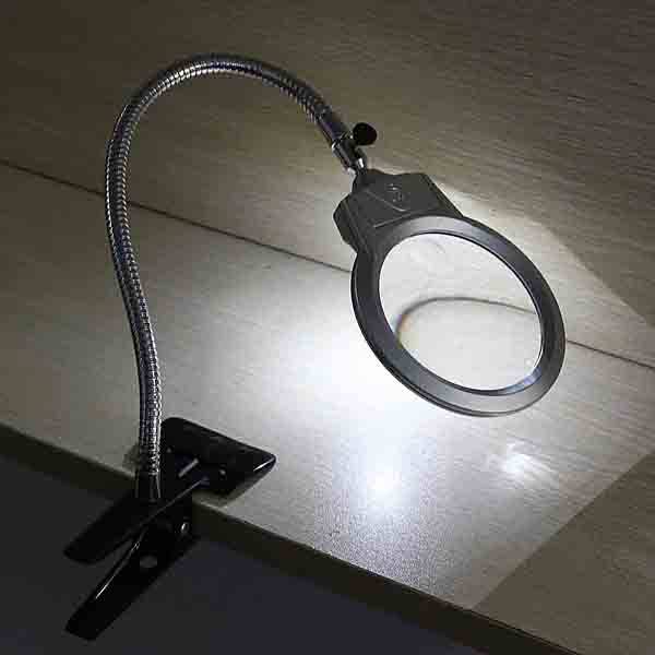 2.25X 5X LED Magnifying Table Desk Lamp Magnifying Glass with Clamp