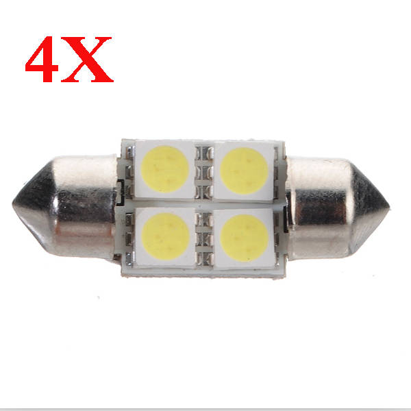 4X 4-SMD LED WHITE 31mm REAR DOME LIGHT BULBS 5050 SUPER BRIGHT