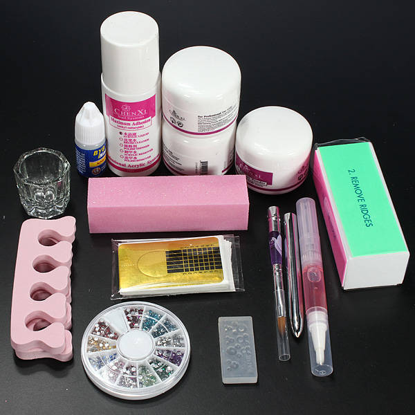 Pro Clipper Acrylic Powder Liquid Glitter Brush Nail Art Tool Set Kit