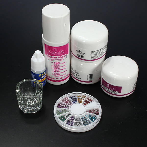 Pro Clipper Acrylic Powder Liquid Glitter Brush Glue Nail Art Tool Set Kit 