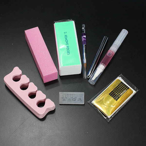 Pro Clipper Acrylic Powder Liquid Glitter Brush Glue Nail Art Tool Set Kit 