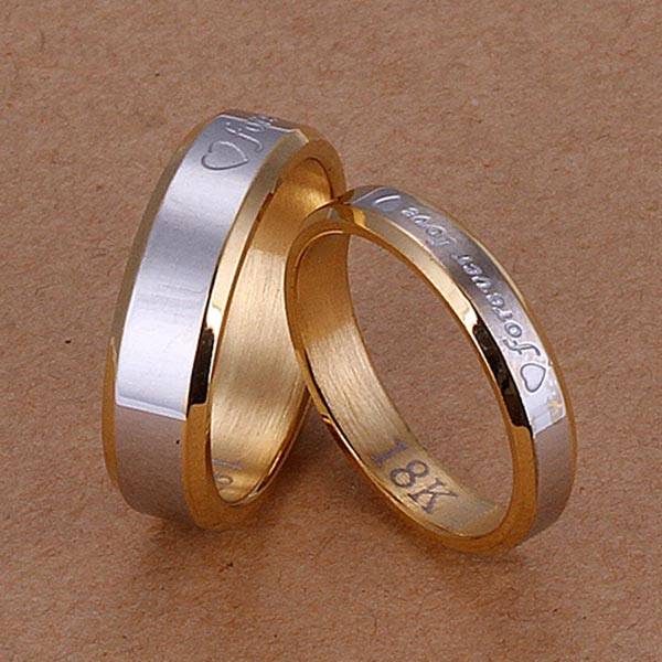 Valentines Stainless Steel Gold Forever Love Couple Rings Wedding