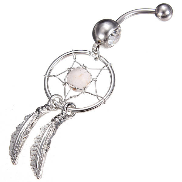 Crystal Dream&Catcher Dangle Navel Bar Belly Ring Body Jewelry