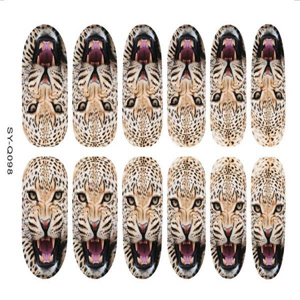 3D Nail Decals Leopard Tiger Cat Pattern Nail Art Animal Stickers