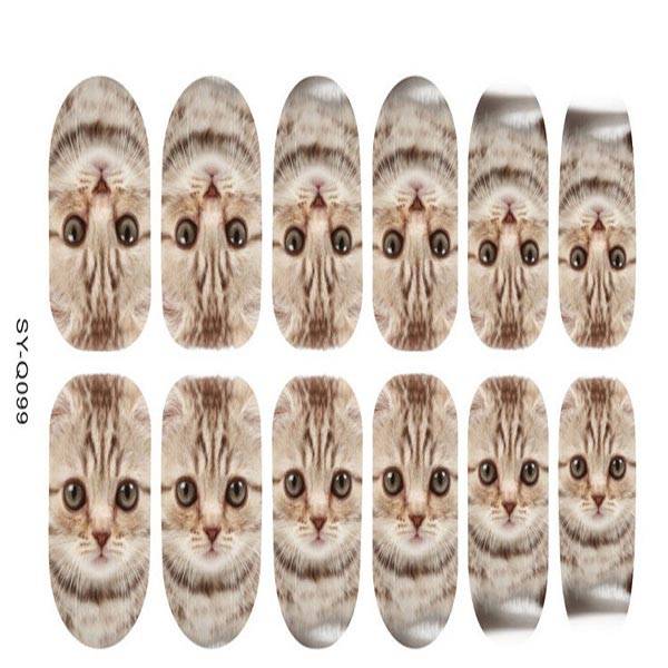 3D Nail Decals Leopard Tiger Cat Pattern Nail Art Animal Stickers