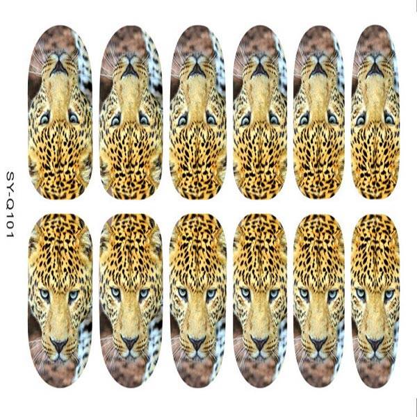 3D Nail Decals Leopard Tiger Cat Pattern Nail Art Animal Stickers