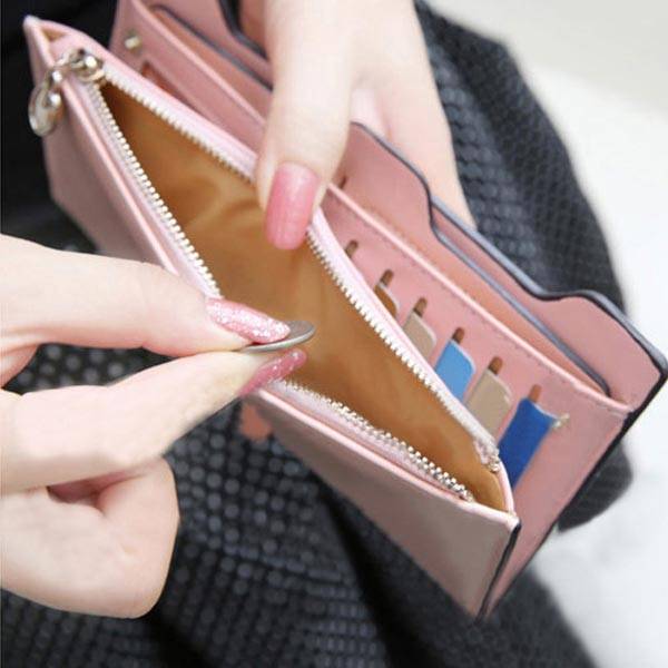 Korean Style Cute Women Wallet Bowknot Purse Long Pattern Wallet Pink