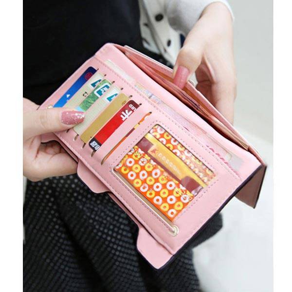 Korean Style Cute Women Wallet Bowknot Purse Long Pattern Wallet Pink