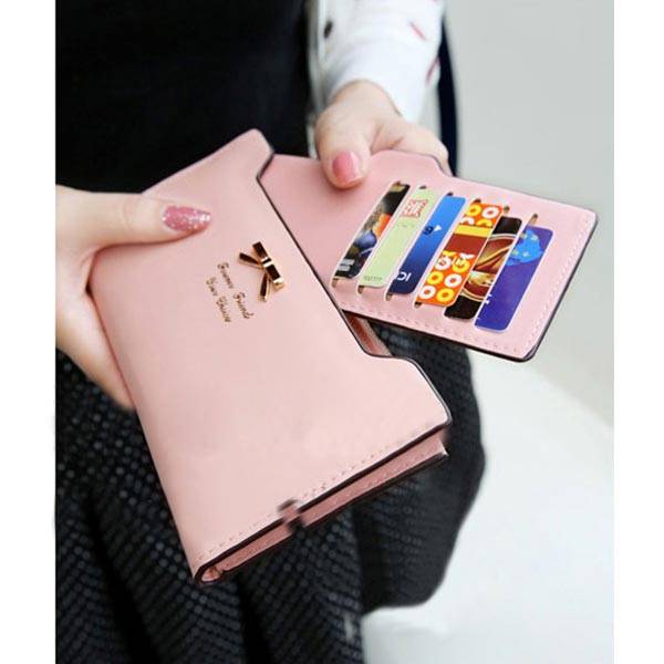 Korean Style Cute Women Wallet Bowknot Purse Long Pattern Wallet Pink