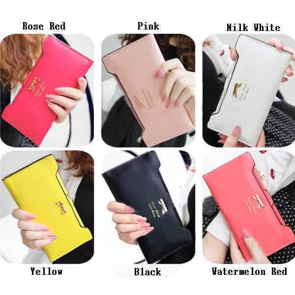 Korean Style Cute Women Wallet Bowknot Purse Long Pattern Wallet