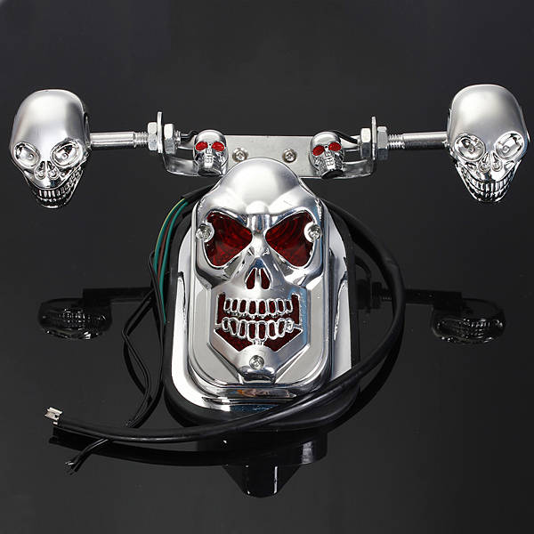Skull Motorcycle ATV Rear Taillight Turn Signal Brake Plate