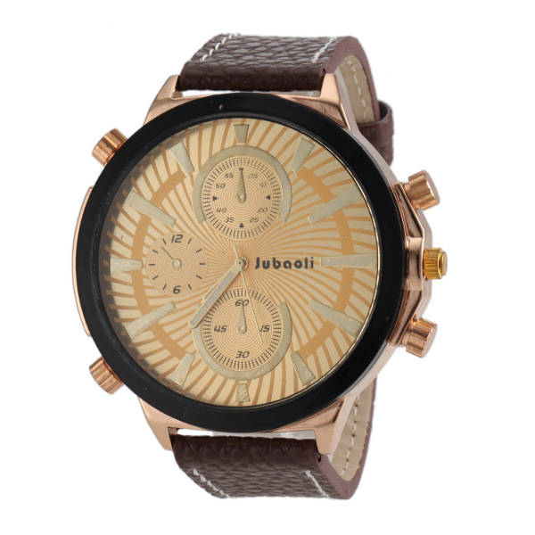 JUBAOLI 1198 Big Dial Leather Band Quartz Watch