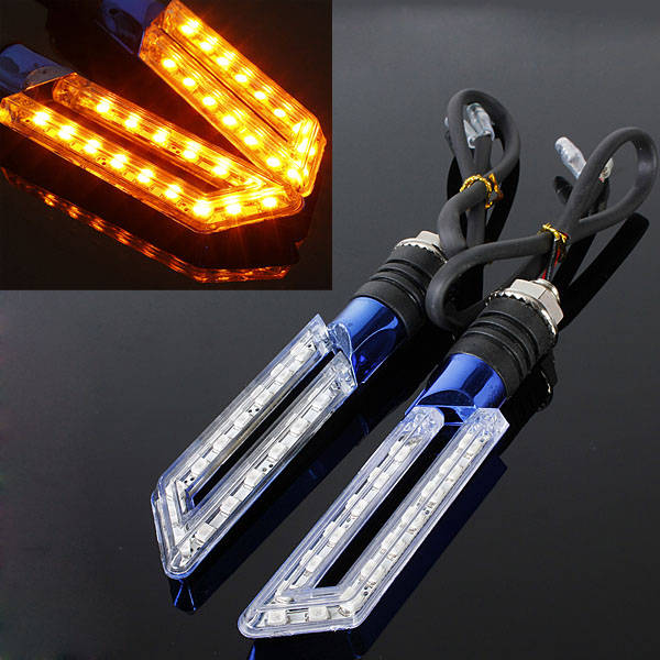 15 Led Motorcycle Motorbike Turn Signal Indicators Light Lamp Blue