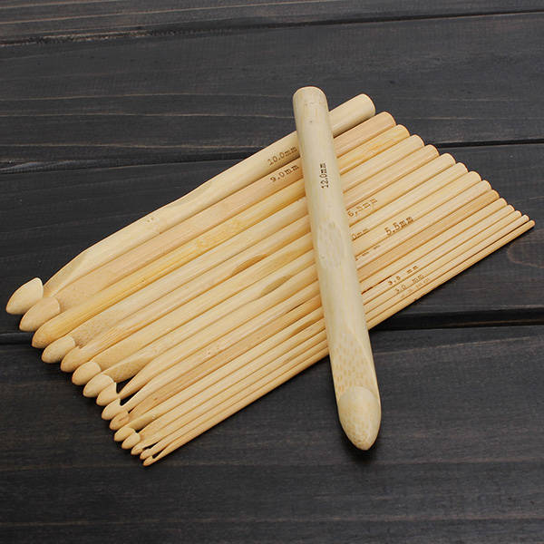 16pcs Bamboo Sweater Scarf Crochet Hooks Knitting Craft Tools