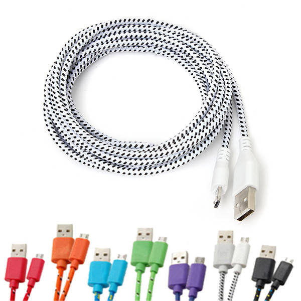 2.8M Hemp Cord Micro USB Charger Charging Cable For Mobile Phone