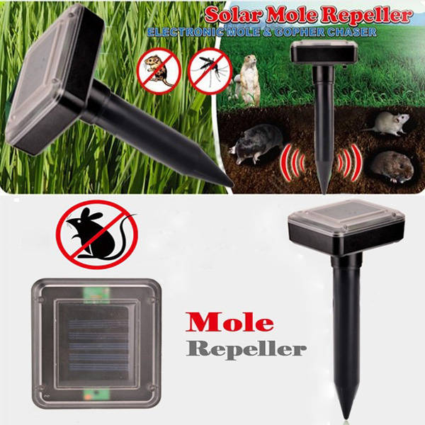 Outdoor Garden Solar Power Mole Repeller Iltrasonic Mouse Repellent