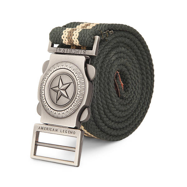 140CM Men Pentagram Extended Length Canvas Military Tactical Belt Automatic Buckle