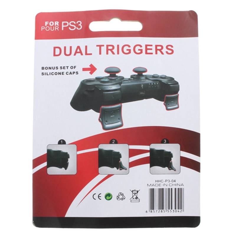 Dual Triggers + Silicone Thumb Grip Cap Cover 4in1 Set For PS3 Controller