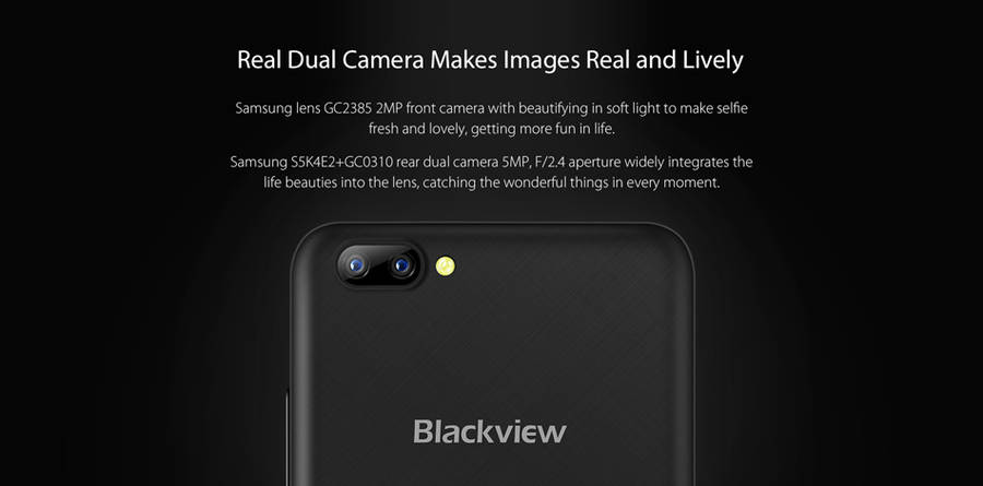 Blackview A7 5.0-Inch Android 7.0 1GB RAM 8GB ROM MT6580A Quad-Core 1.3GHz 3G Smartphone