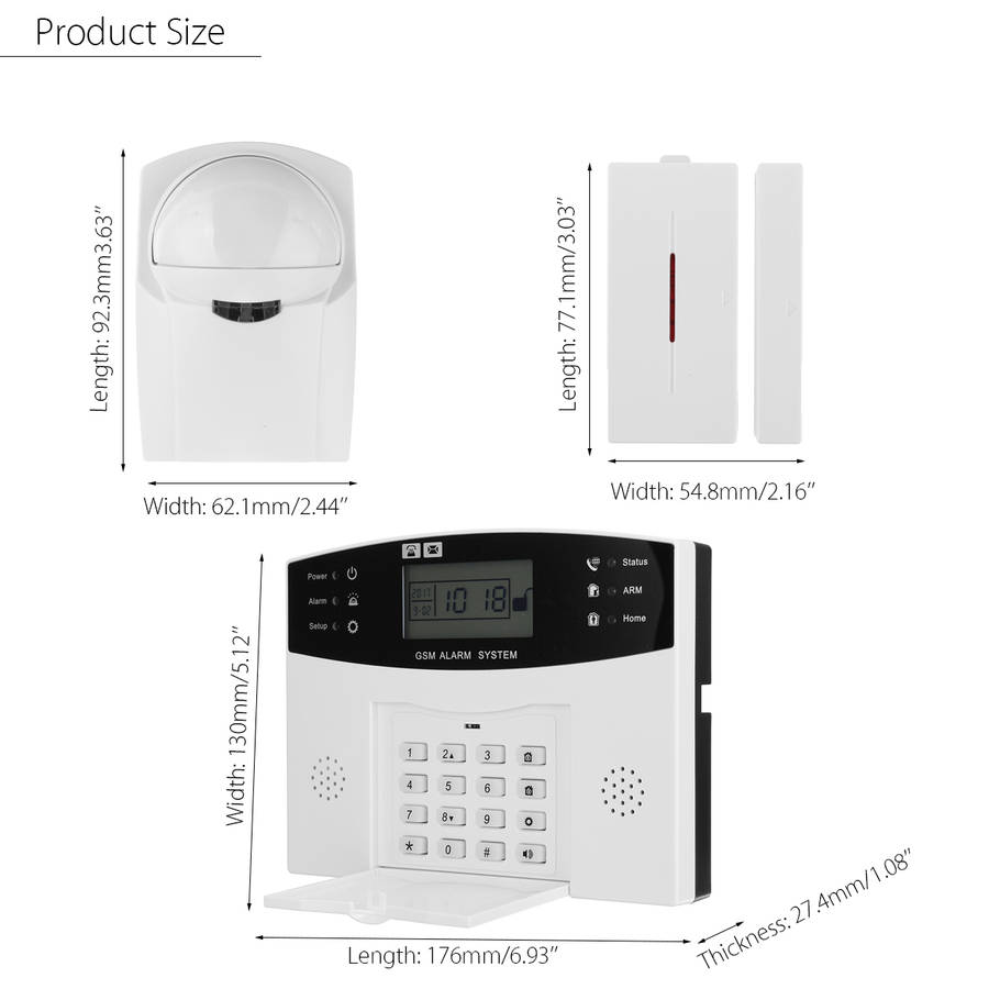 LCD Wireless GSM Home Burglar Alarm System Motion / Door Window Sensor Security - 0.87kg