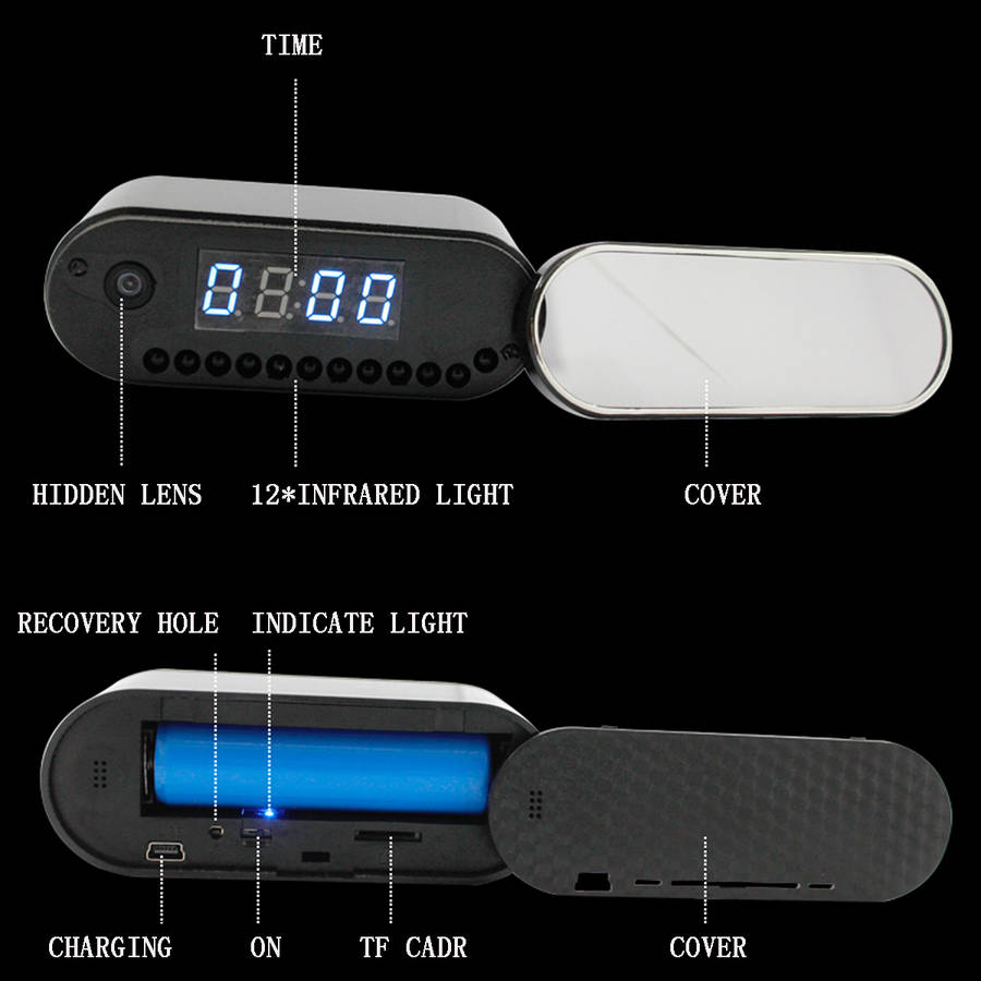 Z10 1080P HD WIFI Wireless Hidden Camera Night Vision Alarm IP Camcorder Clock - 0.27kg