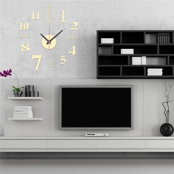 DIY Mini Modern Art Mirror Wall Clock 3D Sticker Design Home Office Room Decor