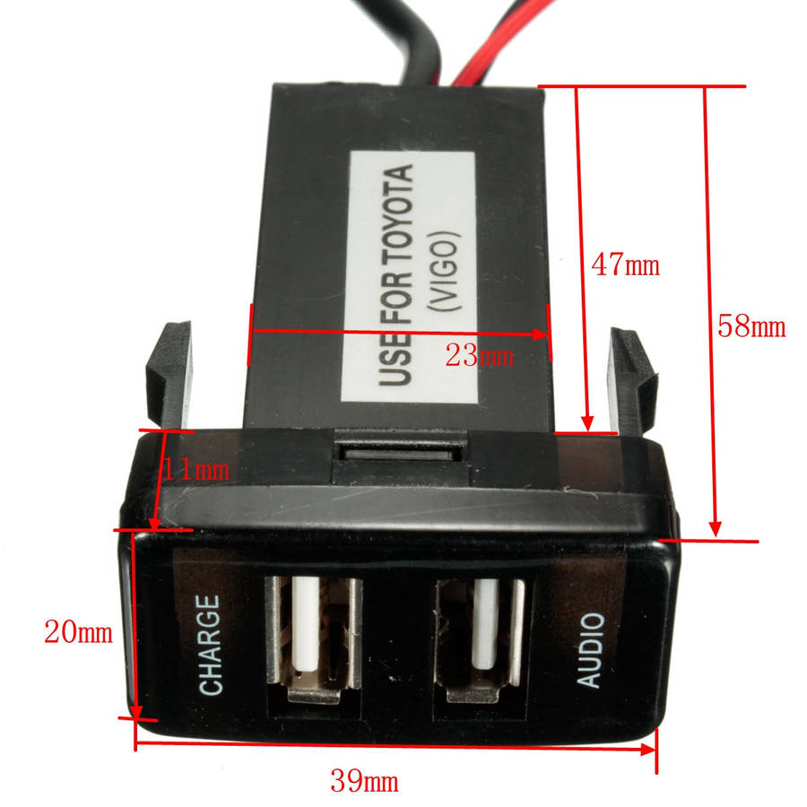 12V 5V 2.1A USB Port Cell Phone Mp3 Charger & Audio Input For Toyota Lexus Scion