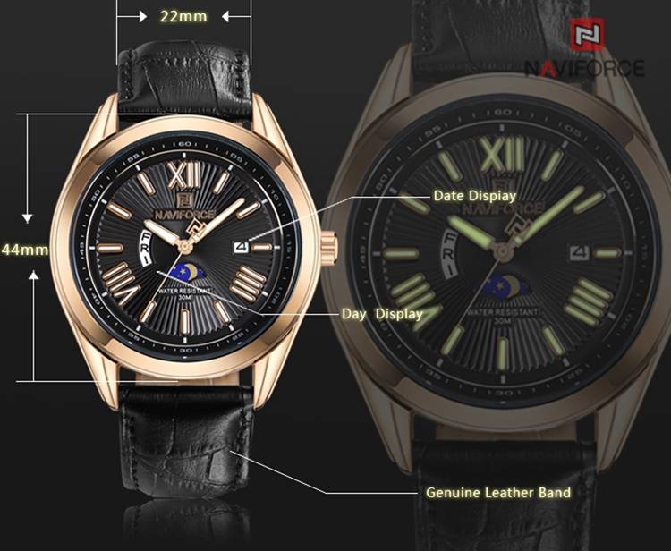 NAVIFORCE 9108 Casual Style Men Wristwatch Display Date and Week Quartz Movement Watch - 0.07kg