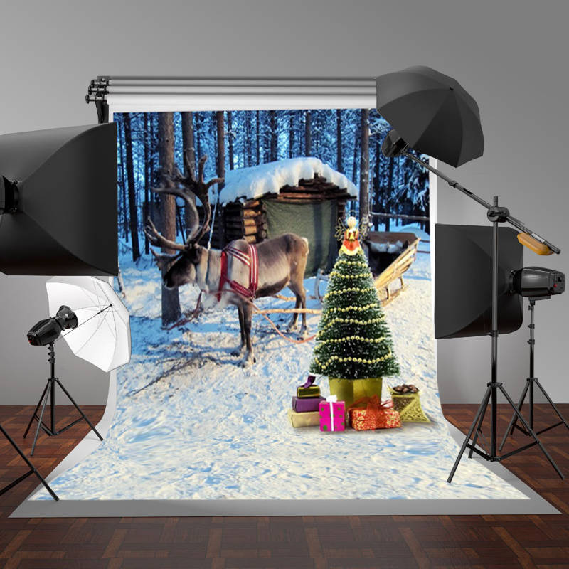 7x5ft Christmas Deer Xmas Photography Backdrop Vinyl Studio Background Photo Props - 0.37kg