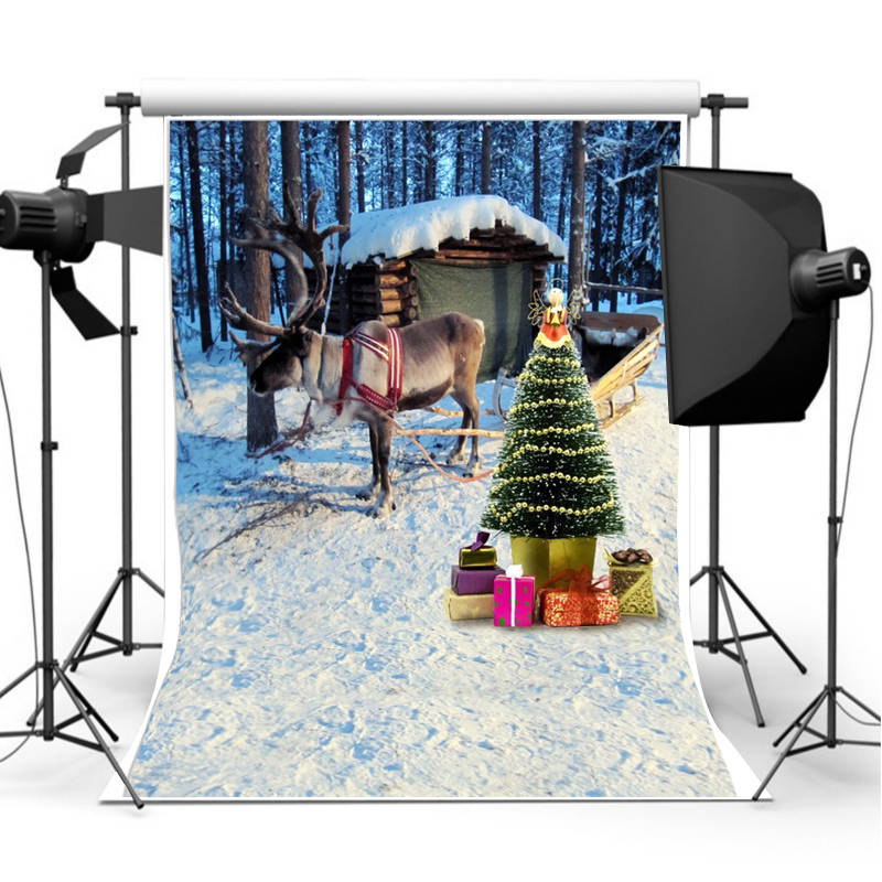 7x5ft Christmas Deer Xmas Photography Backdrop Vinyl Studio Background Photo Props - 0.37kg