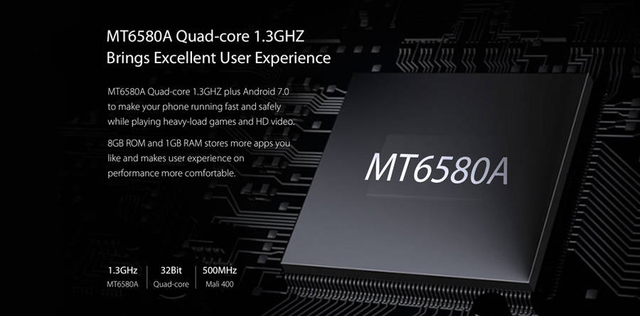Blackview A7 5.0-Inch Android 7.0 1GB RAM 8GB ROM MT6580A Quad-Core 1.3GHz 3G Smartphone