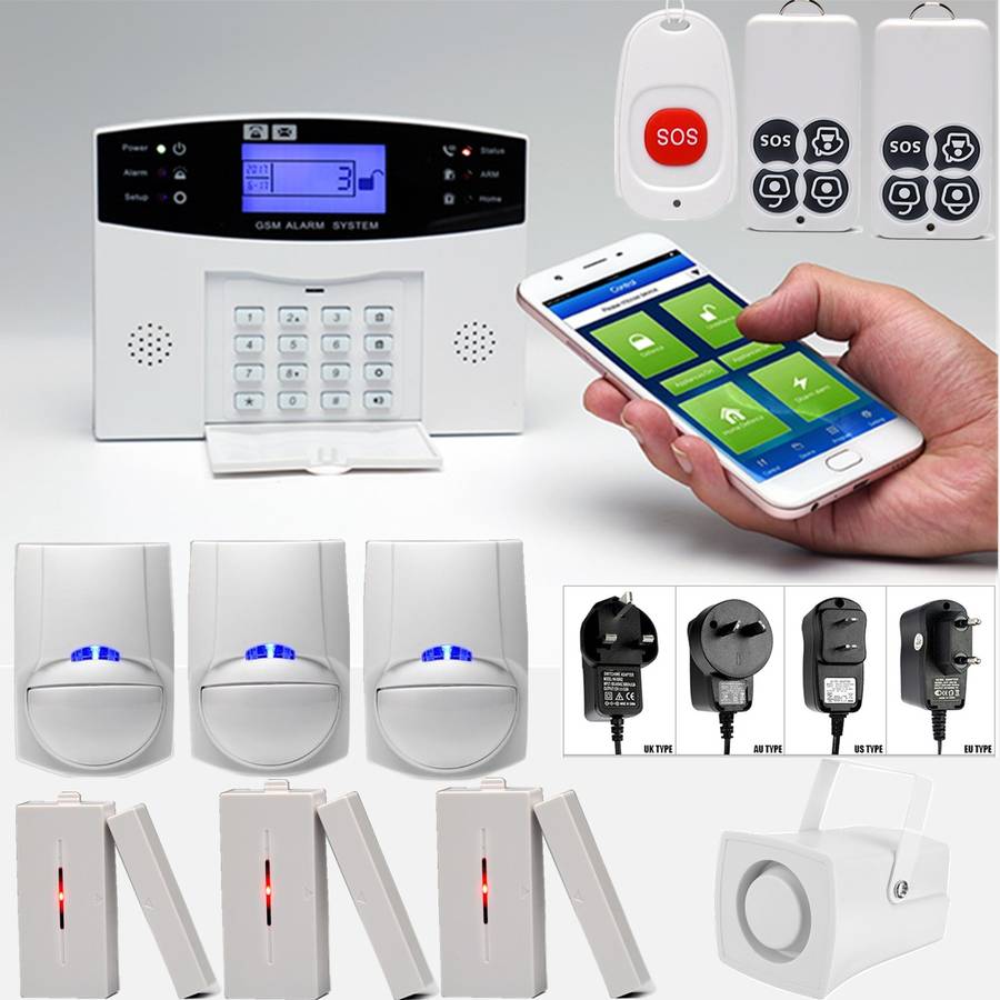 LCD Wireless GSM Home Burglar Alarm System Motion / Door Window Sensor Security - 0.87kg