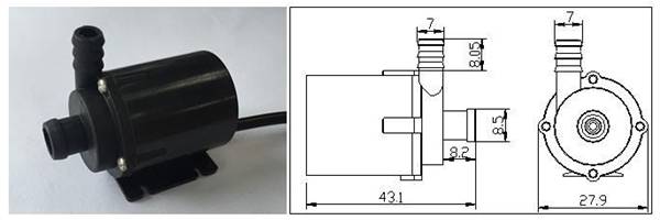 12V 280L/H Water Pump Mini Brushless Water Pump Submersible Motor - 0.07kg