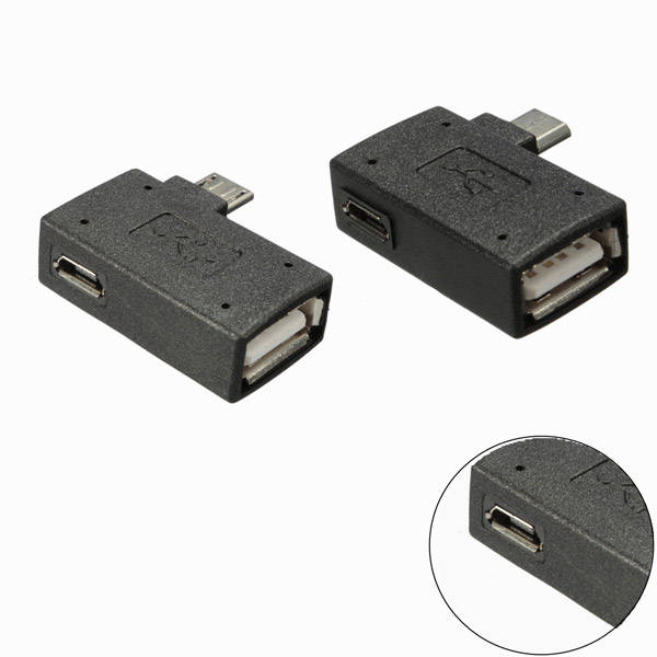90 Degree Micro USB Male To USB 2.0 OTG Female Host Adapter
