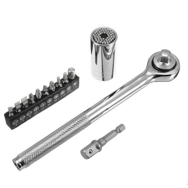 13 in 1 Multi-function Hand Tools Universal Socket with High Speed Drill Adapter Screwdriver Bits