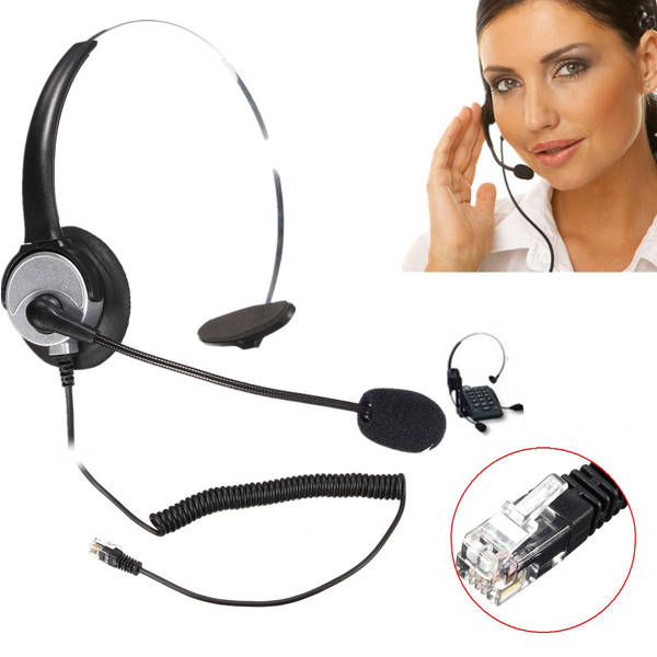 Telephone Noise Cancelling Microphone RJ11 Connector Headset Office Call Centre