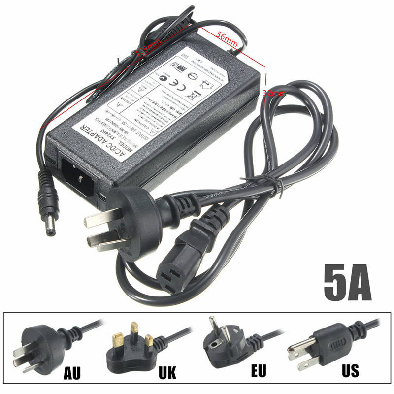 5.5mm x 2.5mm  AC 100-240V to DC 24V 5A Switching Power Supply Adapter Transformer