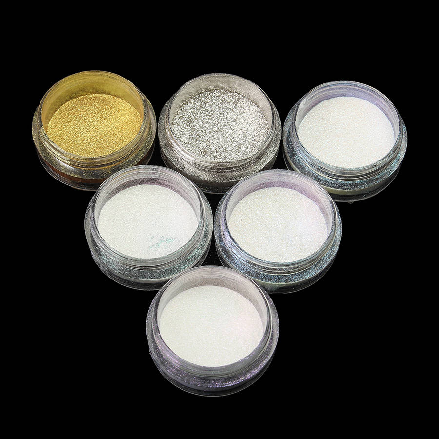 6 Colors Shining Metallic Nail Art Powder Glitter Shimmer Sequins Chrome Dust Pigment Manicure  -* 0