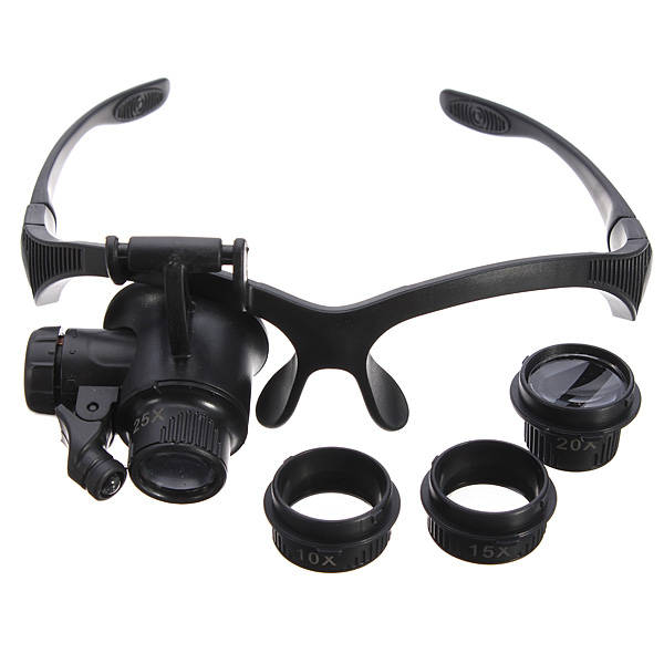 4 Lens Headband LED Magnifier Magnifying Loupe Glass
