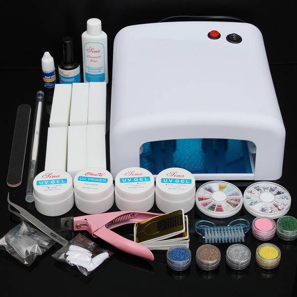 220V 36W UV Gel Lamp Cuticle File Tips Nail Art Set Kit